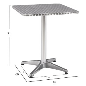 43542 ΤΡΑΠΕΖΙ FRODO ΑΛΟΥΜΙΝΙΟΥ 60Χ60Χ72Υεκ. 4ΝΥΧΟ HM5016