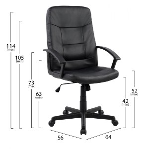 44106 ΚΑΡΕΚΛΑ ΓΡΑΦΕΙΟΥ ΜΑΥΡΟ PU SIVANA 64x56x105-114Y εκ.HM1033