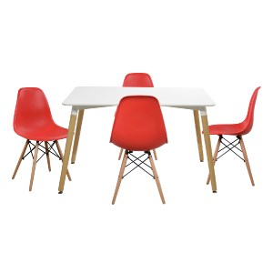 47518 ΣΕΤ ΤΡΑΠΕΖΑΡΙΑ 5Τ ΤΡΑΠΕΖΙ MINIMAL 120x80x73 cm-TWIST ΚΟΚΚΙΝ HM10080.04