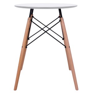 47551 ΤΡΑΠΕΖΙ MINIMAL ΣΤΡΟΓΓΥΛΟ HM0060.01 ΛΕΥΚΟ ΧΡΩΜΑ MDF-ΠΟΔΙΑ ΟΞΙΑΣ ΦΥΣΙΚΟ Φ60Χ72Υεκ.