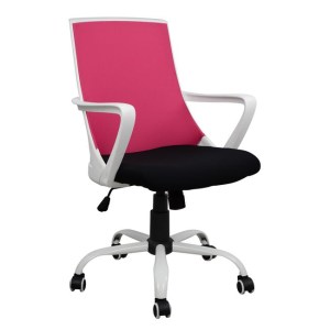 54975 ΚΑΡΕΚΛΑ ΓΡΑΦΕΙΟΥ HM1053.05 ΡΟΖ MESH & ΠΟΔΙ ΜΕΤΑΛΛΙΚΟ