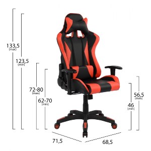 55830 ΚΑΡΕΚΛΑ ΓΡΑΦΕΙΟΥ GAMING HM1062.01 SPEED ΜΑΥΡΟ ΚΟΚΚΙΝΟ PU