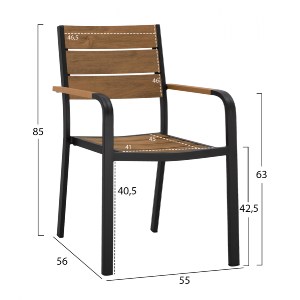 55887 ΠΟΛΥΘΡΟΝΑ ΑΛΟΥΜΙΝΙΟΥ SAGA ΑΝΘΡΑΚΙ ΜΕ POLYWOOD HM5127.02 55x56x85Υεκ.