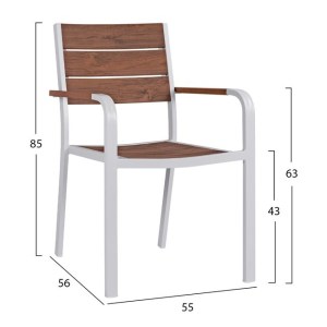 55896 ΠΟΛΥΘΡΟΝΑ ΑΛΟΥΜΙΝΙΟΥ SAGA ΛΕΥΚΗ ΜΕ POLYWOOD HM5127.01 55x56x85Υ εκ.