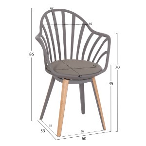 57276 ΠΟΛΥΘΡΟΝΑ ΤΡΑΠΕΖΑΡΙΑΣ HM8049.10 ANAIS ΓΚΡΙ ΜΕ ΞΥΛΙΝΑ ΠΟΔΙΑ 60x53x86Υ εκ.