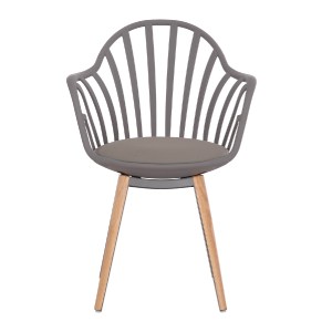 57276 ΠΟΛΥΘΡΟΝΑ ΤΡΑΠΕΖΑΡΙΑΣ HM8049.10 ANAIS ΓΚΡΙ ΜΕ ΞΥΛΙΝΑ ΠΟΔΙΑ 60x53x86Υ εκ.