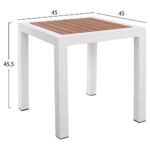 59465 ΤΡΑΠΕΖΙ ΑΛΟΥΜΙΝΙΟΥ SABRA HM5403.01 ΛΕΥΚΟ ΜΕ POLYWOOD 45Χ45Χ45,5 εκ.