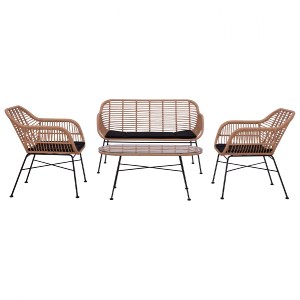 59473 ΣΕΤ ΣΑΛΟΝΙ 4ΤΜΧ ALLEGRA HM5460 ΜΕΤΑΛΛΟ & WICKER ΣΕ ΜΠΕΖ ΧΡΩΜΑ