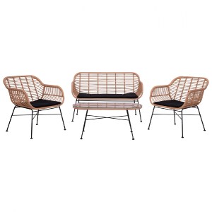 59473 ΣΕΤ ΣΑΛΟΝΙ 4ΤΜΧ ALLEGRA HM5460 ΜΕΤΑΛΛΟ & WICKER ΣΕ ΜΠΕΖ ΧΡΩΜΑ