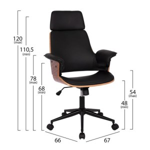 59648 ΚΑΡΕΚΛΑ ΓΡΑΦΕΙΟΥ ΔΙΕΥΘΥΝΤΙΚΗ SUPERIOR PRO HM1110.01 ΚΑΡΥΔΙ-ΜΑΥΡΗ 67x66x120 cm