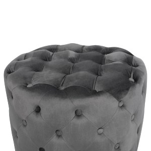 60001 ΣΚΑΜΠΟ KASSIE  ΓΚΡΙ ΒΕΛΟΥΔΟ ΤΥΠΟΥ CHESTERFIELD HM8406.01 Φ60x43Υ εκ.