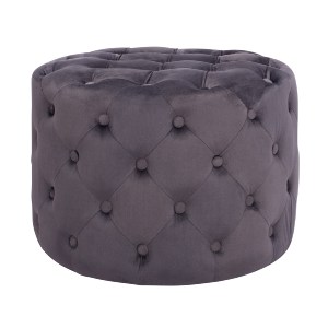 60001 ΣΚΑΜΠΟ KASSIE  ΓΚΡΙ ΒΕΛΟΥΔΟ ΤΥΠΟΥ CHESTERFIELD HM8406.01 Φ60x43Υ εκ.