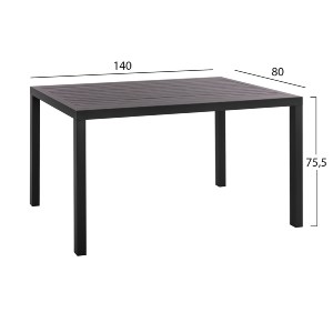 60641 ΤΡΑΠΕΖΙ ΤΡΑΠΕΖΑΡΙΑΣ ΑΛΟΥΜΙΝΙΟΥ SAHIRA HM5571.02 ΑΝΘΡΑΚΙ 140Χ80X75,5Υεκ.