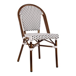 60668 ΚΑΡΕΚΛΑ BISTRO ΑΛΟΥΜΙΝΙΟΥ BAMBOO LOOK ΜΕ ΛΕΥΚΟ-ΜΑΥΡΟ RATTAN HM5566.01 45x54x90Υεκ.