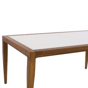 60932 ΤΡΑΠΕΖΙ MEIR ΣΑΛΟΝΙΟΥ ΑΛΟΥΜΙΝΙΟΥ BAMBOO LOOK ΜΕ ΓΥΑΛΙ 100Χ58Χ46 HM5551.01