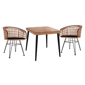 61670 ΣΕΤ 3ΤΜΧ ALLEGRA WICKER ΜΕ ΤΡΑΠΕΖΙ 80X80Χ78Υ ΜΠΕΖ & ΜΑΥΡΟ ΧΡΩΜΑ HM10481