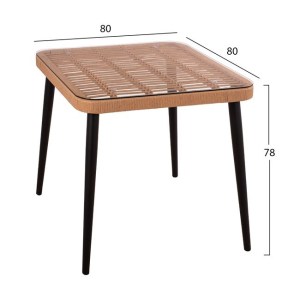 61673 ΣΕΤ 3ΤΜΧ ALLEGRA WICKER ΜΕ ΤΡΑΠΕΖΙ 80X80Χ78Υ ΜΠΕΖ & ΜΑΥΡΟ ΧΡΩΜΑ HM10485