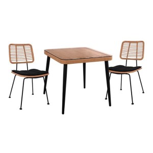 61673 ΣΕΤ 3ΤΜΧ ALLEGRA WICKER ΜΕ ΤΡΑΠΕΖΙ 80X80Χ78Υ ΜΠΕΖ & ΜΑΥΡΟ ΧΡΩΜΑ HM10485