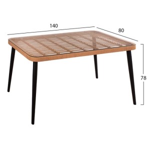 61865 ΣΕΤ 5ΤΜΧ ALLEGRA WICKER ΜΕ ΤΡΑΠΕΖΙ 140X80Χ78Υ ΜΠΕΖ & ΜΑΥΡΟ ΧΡΩΜΑ HM10508