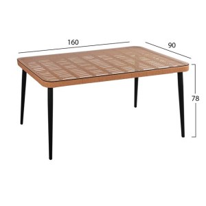 61886 ΣΕΤ 7ΤΜΧ ALLEGRA WICKER ΜΕ ΤΡΑΠΕΖΙ 160X90X78Υ ΜΠΕΖ & ΜΑΥΡΟ ΧΡΩΜΑ HM10516