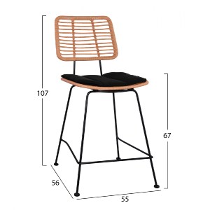 62773 ΣΚΑΜΠΟ ΜΕΣΑΙΟΥ ΥΨΟΥΣ ALLEGRA HM5644 ΜΕΤΑΛΛΙΚΟ ΜΕ WICKER ΣΕ ΜΠΕΖ ΑΠΟΧΡΩΣΗ 55x56x107 εκ.