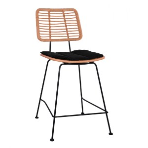 62773 ΣΚΑΜΠΟ ΜΕΣΑΙΟΥ ΥΨΟΥΣ ALLEGRA HM5644 ΜΕΤΑΛΛΙΚΟ ΜΕ WICKER ΣΕ ΜΠΕΖ ΑΠΟΧΡΩΣΗ 55x56x107 εκ.