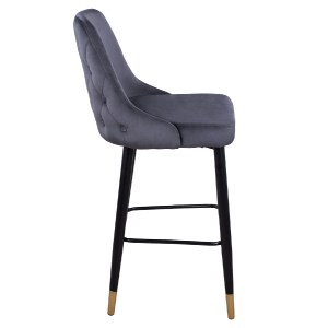62908 ΣΚΑΜΠΟ ΜΠΑΡ SERENITY HM8519.01 ΑΠΟ ΒΕΛΟΥΔΟ ΓΚΡΙ ΜΕ ΜΕΤΑΛΛΙΚΟ ΣΚΕΛΕΤΟ 51Χ57Χ110Υ εκ.
