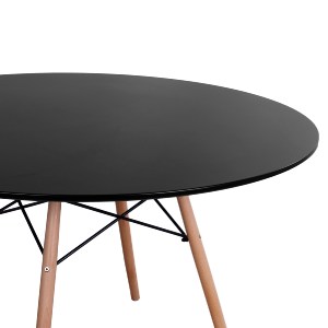 62992 ΤΡΑΠΕΖΙ MINIMAL ΣΤΡΟΓΓΥΛΟ HM8454.02 MDF ΣΕ ΜΑΥΡΟ-ΠΟΔΙΑ ΟΞΙΑΣ ΣΕ ΦΥΣΙΚΟ Φ120Χ74Υεκ.