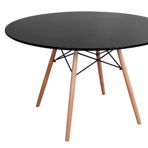 62992 ΤΡΑΠΕΖΙ MINIMAL ΣΤΡΟΓΓΥΛΟ HM8454.02 MDF ΣΕ ΜΑΥΡΟ-ΠΟΔΙΑ ΟΞΙΑΣ ΣΕ ΦΥΣΙΚΟ Φ120Χ74Υεκ.