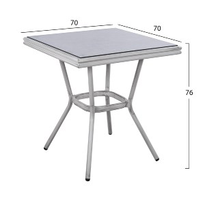 63265 ΤΡΑΠΕΖΙ ΑΛΟΥΜΙΝΙΟΥ HARLOW 70X70X76 BAMBOO LOOK HM5568.01 ΛΕΥΚΗ ΠΑΤΙΝΑ ΜΕ ΓΥΑΛΙ