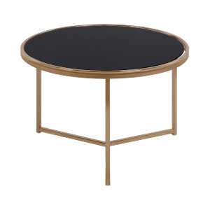 63296 ΤΡΑΠΕΖΙ ΣΤΡΟΓΓΥΛΟ FRANCESCO HM8607 ΜΕ ΓΥΑΛΙΝΗ ΕΠΙΦΑΝΕΙΑ ΚΑΙ ΕΠΙΧΡΥΣΟ ΣΚΕΛΕΤΟ