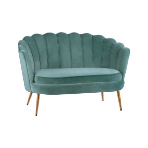 63617 ΚΑΝΑΠΕΣ 2ΘΕΣΙΟΣ COQUILLE HM8627.07 ΑΠΟ ΦΥΣΤΙΚΙ ΒΕΛΟΥΔΟ ΜΕ ΧΡΥΣΑ ΠΟΔΙΑ 130x81x86Υ εκ.