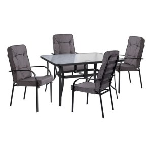 64213 ΣΕΤ ΤΡΑΠΕΖΑΡΙΑΣ 5TMX ΤΡΑΠΕΖΙ 140Χ80Χ72Υεκ.ΚΑΙ 4 ΠΟΛΥΘΡΟΝΕΣ ΜΕΤΑΛΛΟ ΓΚΡΙ HM10562.01