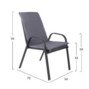 64343 ΣΕΤ ΤΡΑΠΕΖΑΡΙΑΣ 5ΤΜΧ HM10566.01- 4 ΚΑΡΕΚΛΕΣ ΜΕ ΜΑΞΙΛΑΡΙ & ΤΡΑΠΕΖΙ 110x60 ΓΚΡΙ