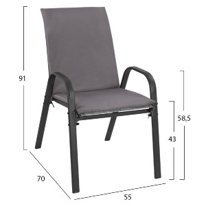 64349 ΣΕΤ ΤΡΑΠΕΖΑΡΙΑΣ 5ΤΜΧ HM10568.01 ΚΑΡΕΚΛΕΣ ΜΕ ΜΑΞΙΛΑΡΙ & ΤΡΑΠΕΖΙ 120X70 - ΓΚΡΙ