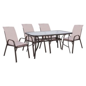 64361 ΣΕΤ ΤΡΑΠΕΖΑΡΙΑΣ 5ΤΜΧ ΚΑΡΕΚΛΕΣ ΜΕ ΜΑΞΙΛΑΡΙ & ΤΡΑΠΕΖΙ 150X90 HM10570.02 ΚΑΦΕ