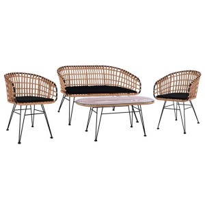 64798 ΣΕΤ 4ΤΜΧ ΤΡΑΠΕΖΙ ΜΕ ΠΑΓΚΑΚΙ & 2 ΠΟΛΥΘΡΟΝΕΣ ALLEGRA WICKER ΜΠΕΖ HM10600