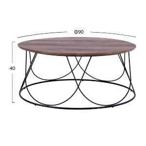 65090 ΤΡΑΠΕΖΑΚΙ ΣΑΛΟΝΙΟΥ ZENA HM8690 MDF TOP ΜΕ ΜΕΤΑΛΛΙΚΟ ΜΑΥΡΟ ΣΚΕΛΕΤΟ Φ90Χ40Υ εκ.