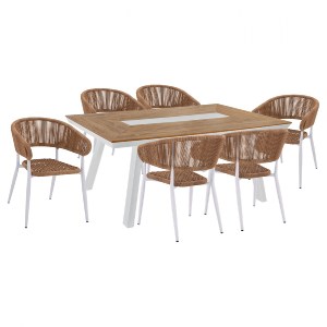 66519 ΣΕΤ ΤΡΑΠΕΖΑΡΙΑ 7ΤΜΧ ΜΕ ΤΡΑΠΕΖΙ POLYWOOD 200Χ94 & ΠΟΛΥΘΡΟΝΕΣ ΛΕΥΚΕΣ HM11425