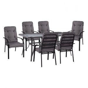 66773 ΣΕΤ ΤΡΑΠΕΖΑΡΙΑ 7ΤΜΧ ΤΡΑΠΕΖΙ BRUNO 150X90 ΜΕ ΠΟΛΥΘΡΟΝΕΣ ENDIKA ΓΚΡΙ HM11475