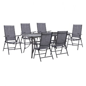 66776 ΣΕΤ ΤΡΑΠΕΖΑΡΙΑ 7ΤΜΧ ΤΡΑΠΕΖΙ BRUNO 150Χ90 ΜΕ ΠΟΛΥΘΡΟΝΕΣ 7ΘΕΣΕΩΝ ΠΤΥ/ΝΗ ΓΚΡΙ HM11478