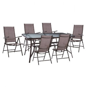 66786 ΣΕΤ ΤΡΑΠΕΖΑΡΙΑ 7ΤΜΧ ΤΡΑΠΕΖΙ BRUNO 150Χ90 & ΠΟΛΥΘΡΟΝΕΣ 7ΘΕΣΕΩΝ ΚΑΦΕ HM11489