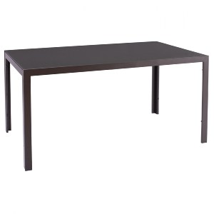 66815 ΤΡΑΠΕΖΙ ΜΕΤΑΛΛΙΚΟ ΟΡΘΟΓΩΝΙΟ ΚΑΦΕ ΜΕ ΓΥΑΛΙ ΚΑΦΕ 150X90Χ75Υεκ. HM5767.02