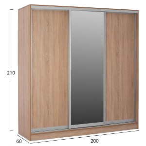 66945 ΝΤΟΥΛΑΠΑ 3ΦΥΛΛΗ ΣΥΡΟΜΕΝΗ ΜΕ ΚΑΘΡΕΠΤΗ SONAMA OAK HM2435  200X60X210Υεκ