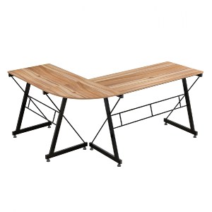 66983 ΓΩΝΙΑΚΟ ΓΡΑΦΕΙΟ WALNUT ΕΠΙΦΑΝΕΙΑ ΜΕ ΜΕΤΑΛΛΙΚΟ ΣΚΕΛΕΤΟ HM2127.02 158Χ120Χ74εκ.