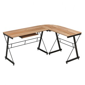 66983 ΓΩΝΙΑΚΟ ΓΡΑΦΕΙΟ WALNUT ΕΠΙΦΑΝΕΙΑ ΜΕ ΜΕΤΑΛΛΙΚΟ ΣΚΕΛΕΤΟ HM2127.02 158Χ120Χ74εκ.