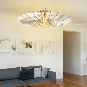 67503 ΦΩΤΙΣΤΙΚΟ ΟΡΟΦΗΣ ΞΥΛΙΝΟ ΚΡΕΜΑΣΤΟ ΛΕΥΚΟ HM7348.02 Φ68x50Υ εκ.