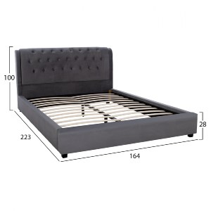 67606 ΚΡΕΒΑΤΙ ODALYS 150X200 ΒΕΛΟΥΔΟ ΥΦΑΣΜΑ ΓΚΡΙ HM549.11 164x223x100 εκ.