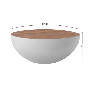 67684 ΔΙΑΚΟΣΜΗΤΙΚΟ ΤΡΑΠΕΖΙ ΣΑΛΟΝΙΟΥ BOWL Φ90X40Yεκ. ΛΕΥΚΟ ΜΕ ΞΥΛΟ ΑΚΑΚΙΑΣ HM8717.03