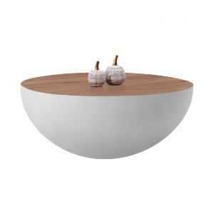 67684 ΔΙΑΚΟΣΜΗΤΙΚΟ ΤΡΑΠΕΖΙ ΣΑΛΟΝΙΟΥ BOWL Φ90X40Yεκ. ΛΕΥΚΟ ΜΕ ΞΥΛΟ ΑΚΑΚΙΑΣ HM8717.03